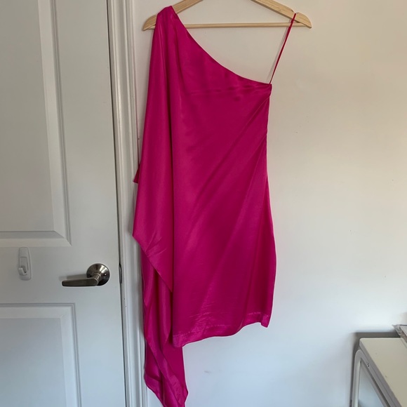 Robert Rodriguez Fuchsia Asymmetrical Silk Dress - Picture 7 of 9